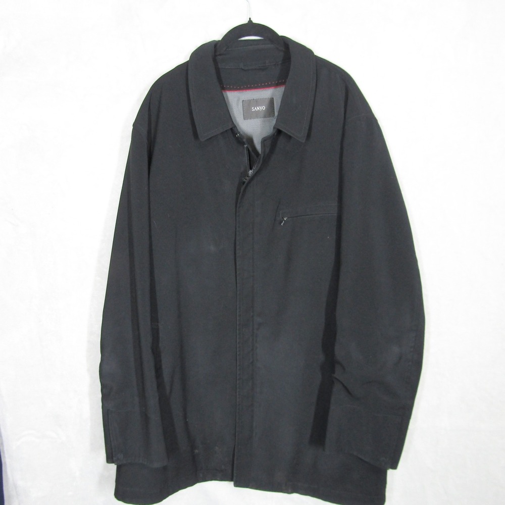 Sanyo Jacket Coat Men's Black Casual Size XL Collared Full Zip Breath Thermo